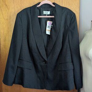 Womens Black & Ivory Pin Stripe Suit Jacket  NWT  24W